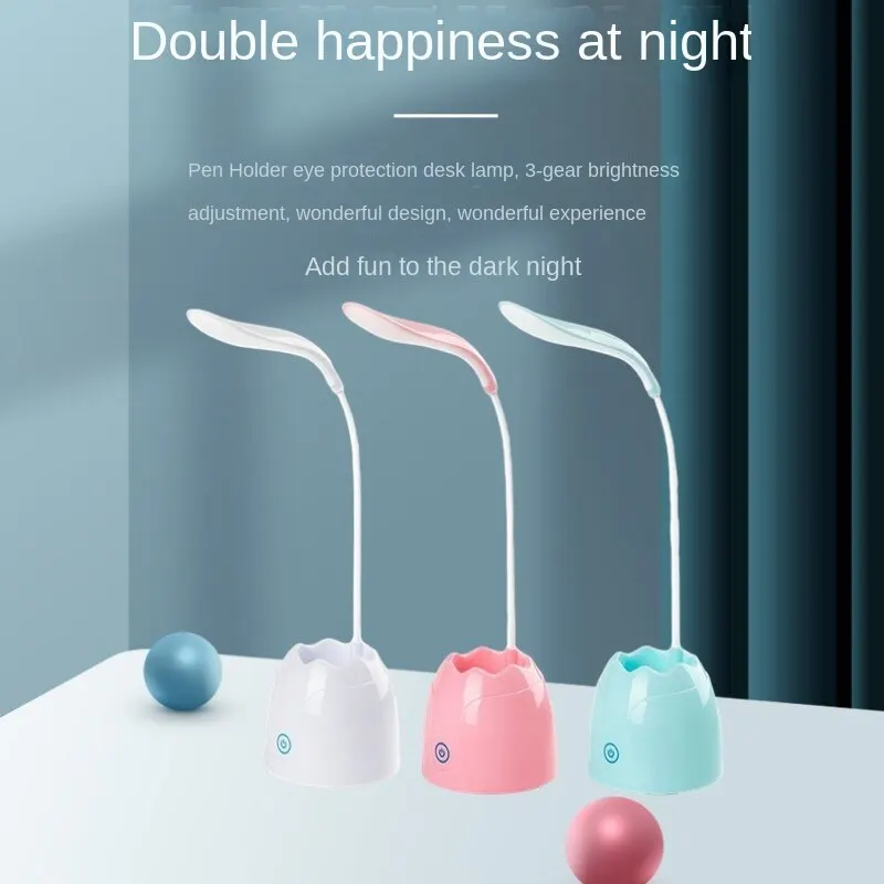 USB 펜꽂이 눈 보호 책상 램프, 공부 학생 기숙사 침실 침대 옆 LED 터치 독서 책상 램프