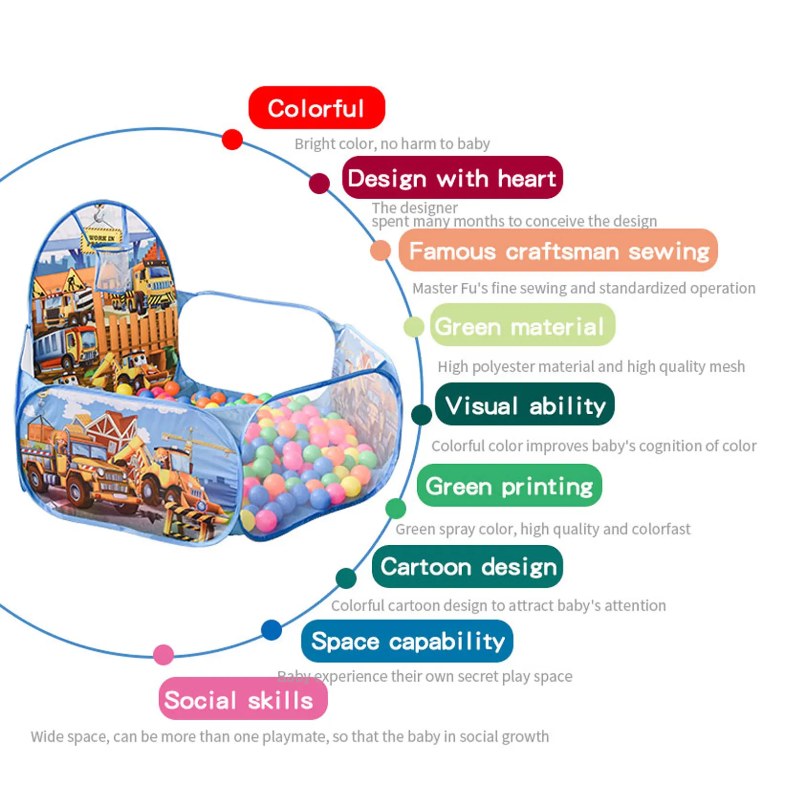Children Shooting Pool Toys Cartoon Engineering Car Ocean Ball Pool Toys