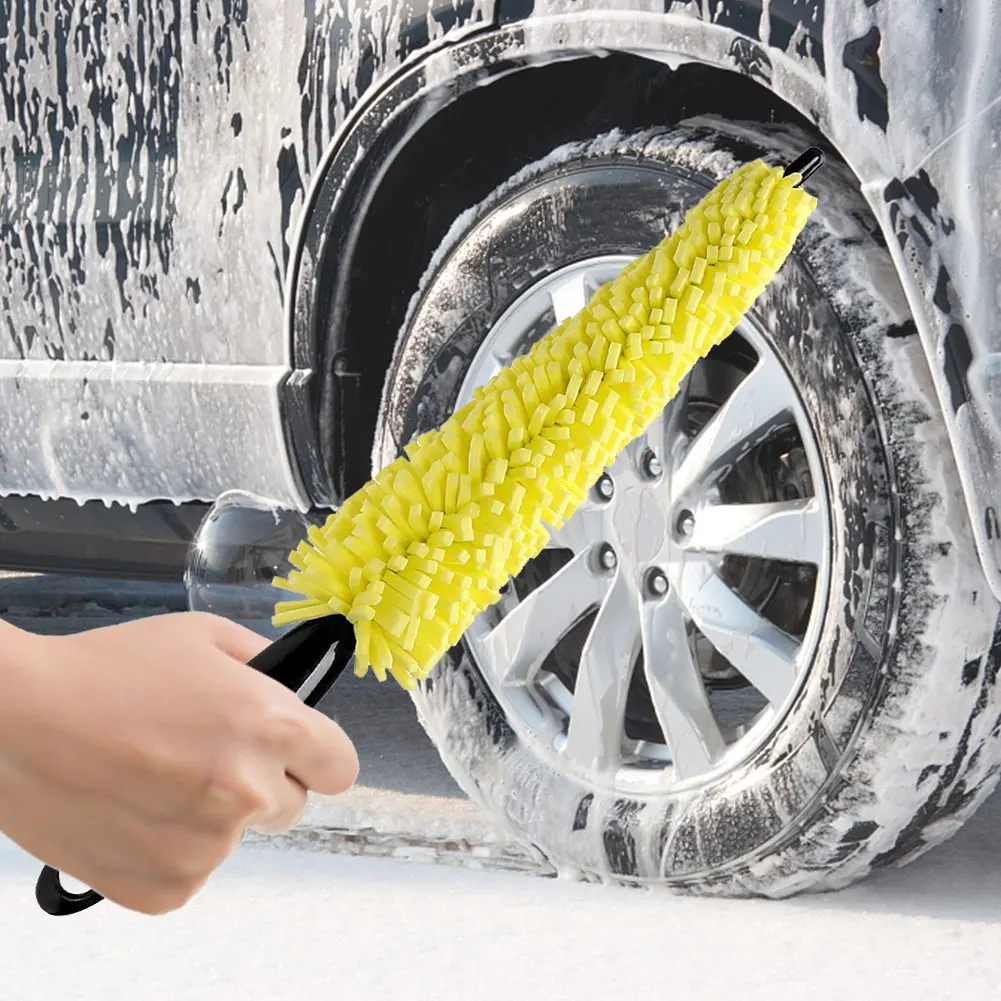 1x Car Wheel Tire Rim Scrub Brush Microfiber Washing Cleaning Tool  Accessories