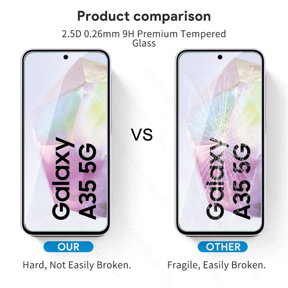 Phone case screen protector tempered glass phone protector cover Samung A35 5G 3Pcs HD 9H full cover for Samsung Galaxy A35 5G A36 A 35 36 SM-A356B/DS 6.6"