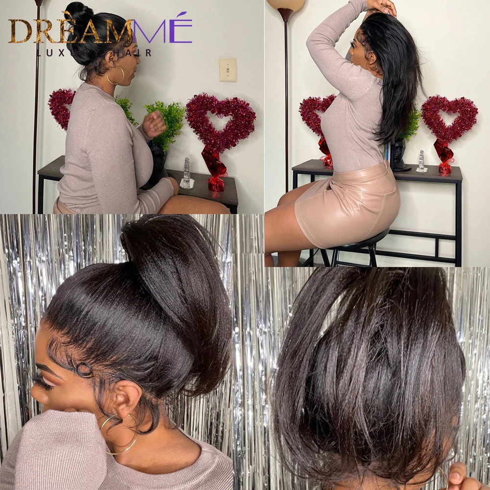 30 Inches 13x6 Lace Front Wig Yaki Straight Human Hair Wig Pre Plucked Remy Brazilian 360 Full Lace Wigs Human Hair Wigs