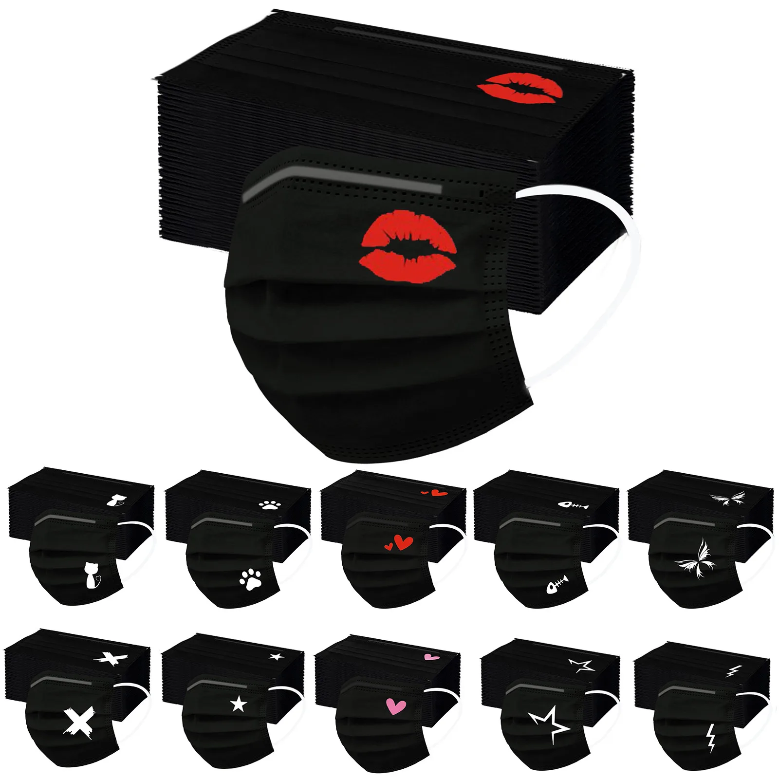 Black Disposable Mask Industrial 3 Layer Ply Filter Mask Adult Adjustable Mouth Face Masks Mascarillas Quirurgicas Homologadas