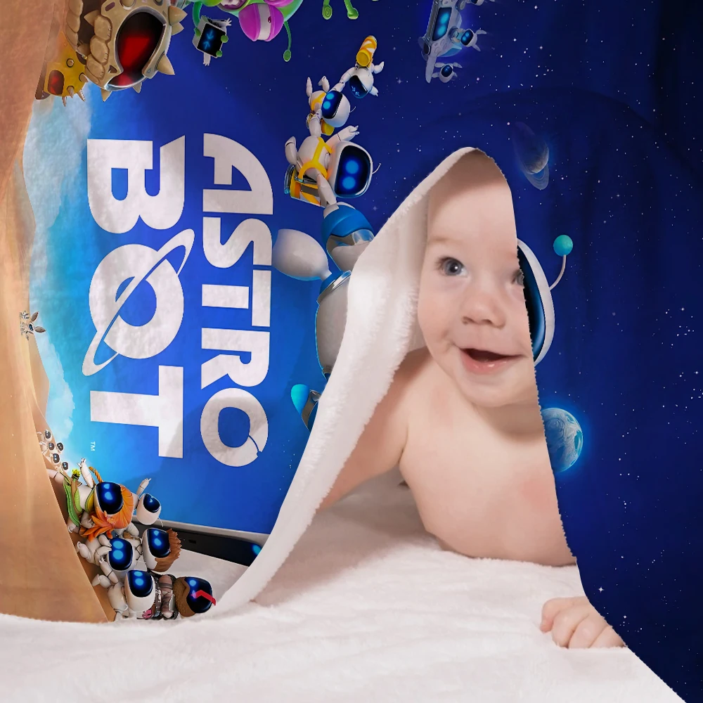 3D game ASTRO BOT Cartoon printed blanket Picnic blanket Warm Flannel blankets Home bed linings blankets for beds Birthday Gift 6