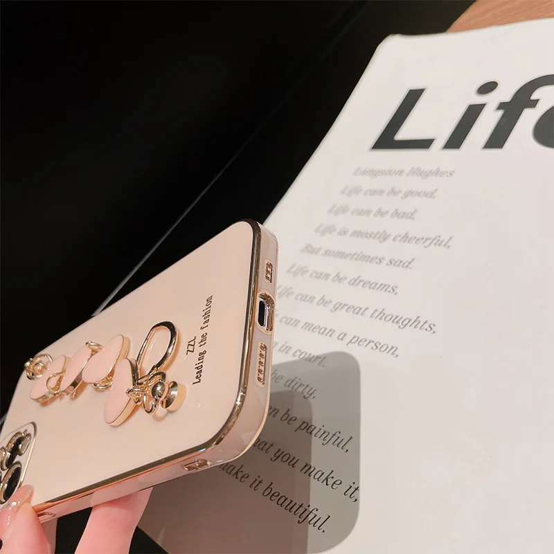 Plating Love Heart Bracelet Chain Soft Silicone Shockproof Cover