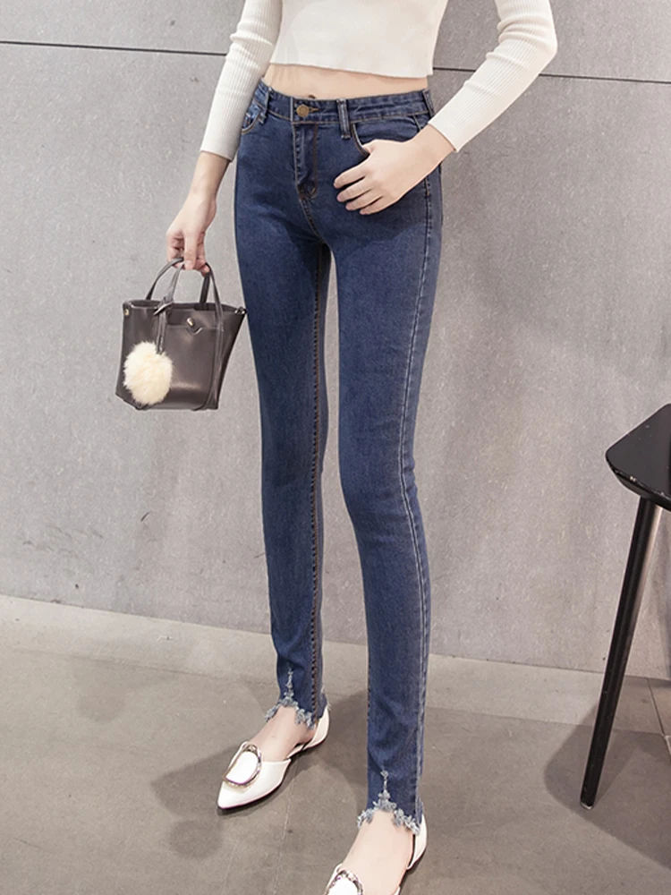 

Casual Stretch Jeans High Waist Slim Fit Embroidery Letter Tight Leggings 2023 Autumn New Korean Fashion Women'S Clothing