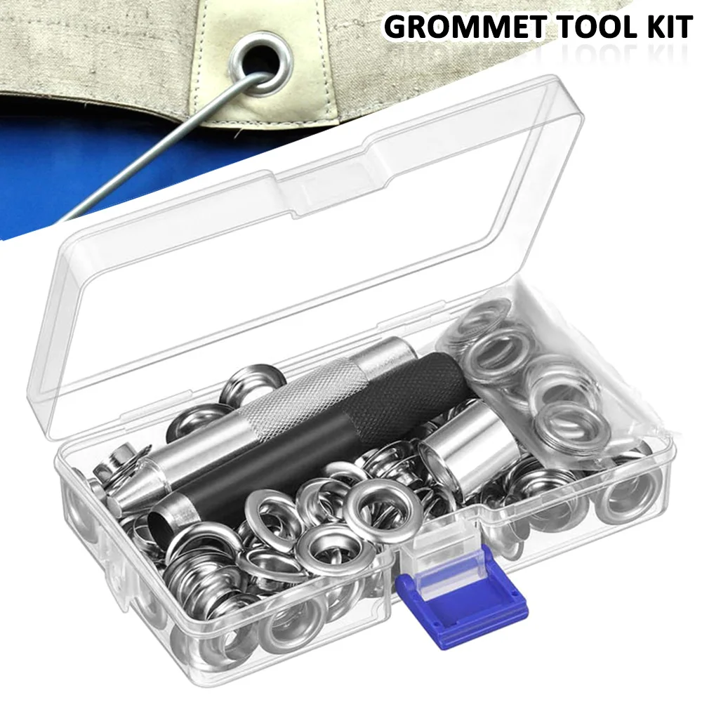 Grommet tool kit 100Sets Grommet Tool Kit with Hole Punch Tool Eyelets and Grommets for Tarps Fabric Rings Leather Tents Awning accessories