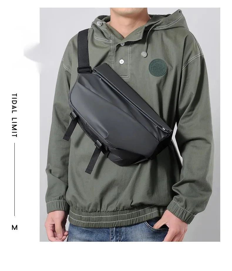 Rucsac de piept pentru bărbați, funcțional, la modă, crossbody, impermeabil, multifuncțional, cu un singur umăr_voghion.com