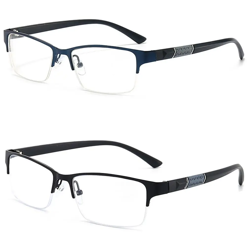 

Eye Protection Anti-Blue Light Reading Glasses Ultralight Half Frame Square Eyeglasses Blue Ray Blocking Metal