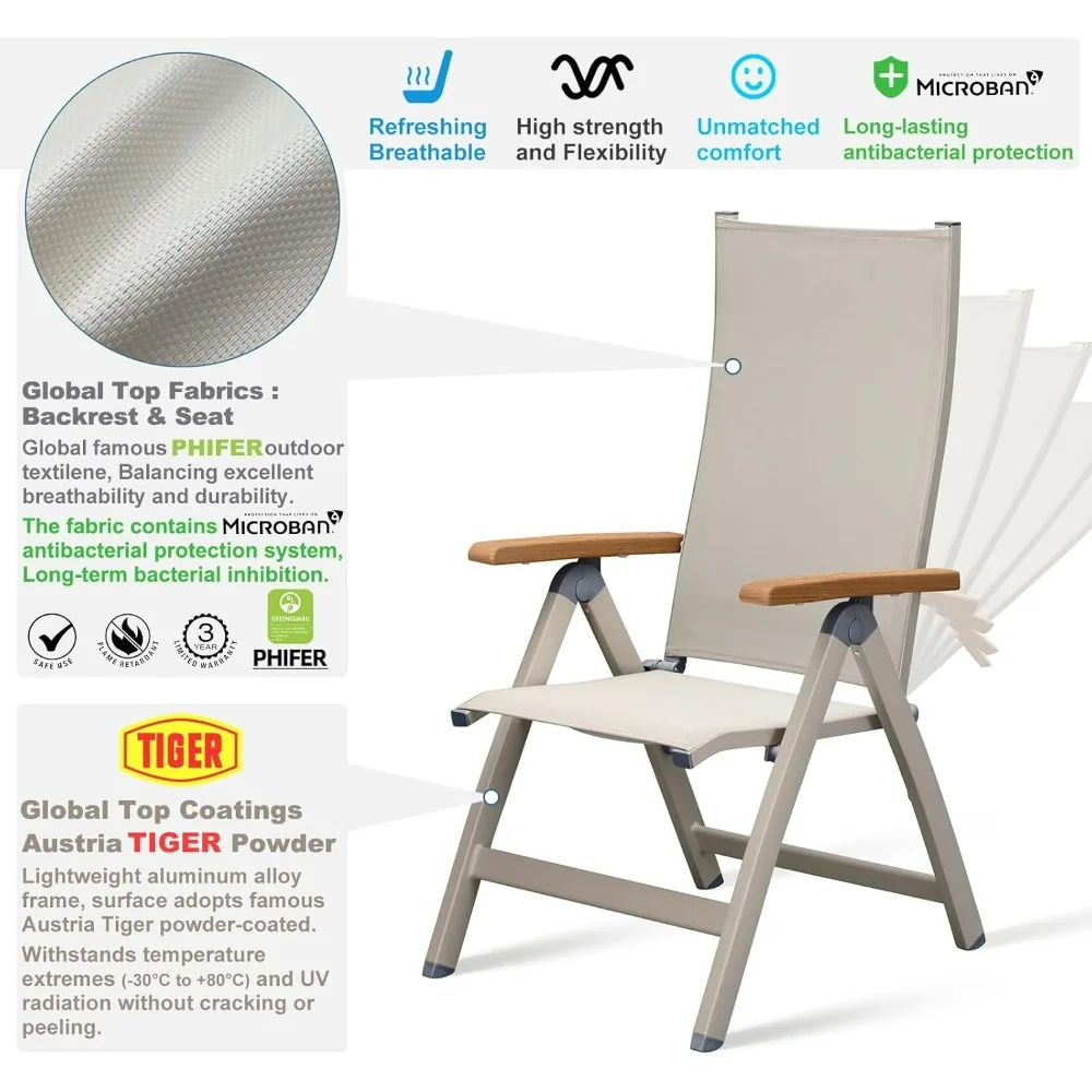 Folding Chairs for Versatile Use: Comfortable, Portable, and Suitable for Indoor, Outdoor, Balcony, Patio, Garden, and Pool Sett