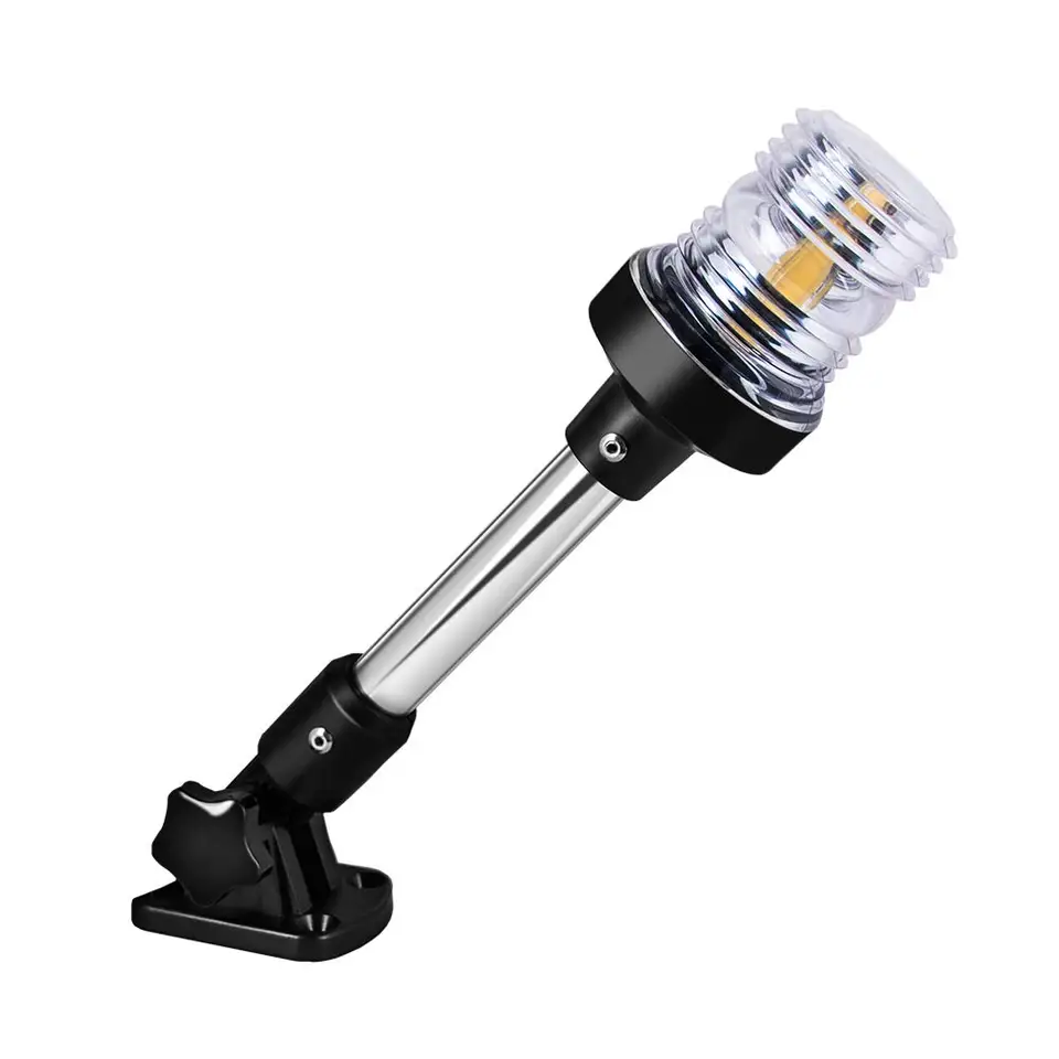 Luce Di Navigazione LED Pieghevole Per Barca 9" | 360° Bianco 12-24V | Alluminio E PP Per Ambienti Marini