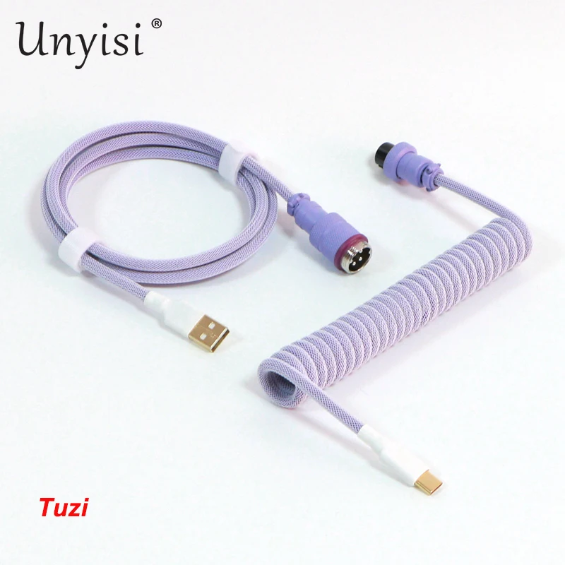 2Duck Cavo A Spirale Personalizzato, Filo A Maniche Doppie A Mano con Connettore Aeronautico USB Cavo di Ricarica di Tipo C for Fai da Te Tastiera di Gioco Meccanica (Color : D