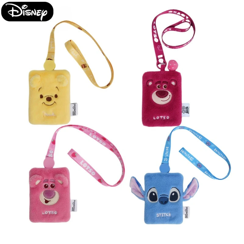 Cute Disney Plush Cardholder Strawberry Bear & Stitch ID Sleeve for Metro Bus Work Badge,plush toys
