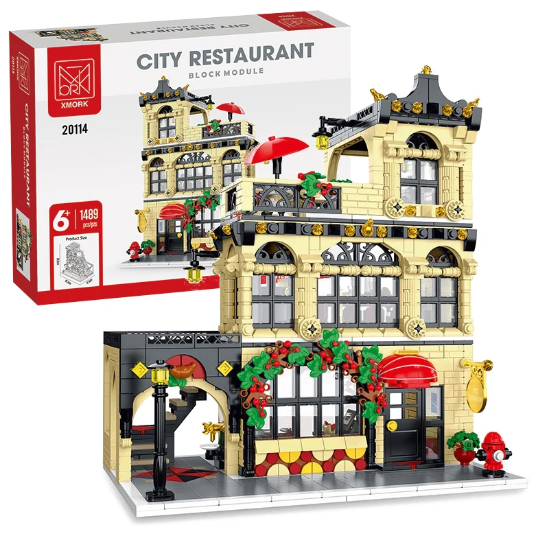 Street View Series City Western Restaurant Building Blocks Creative Expert Lounge Bar Model Bricks Toys For Kid Birthday Gift
