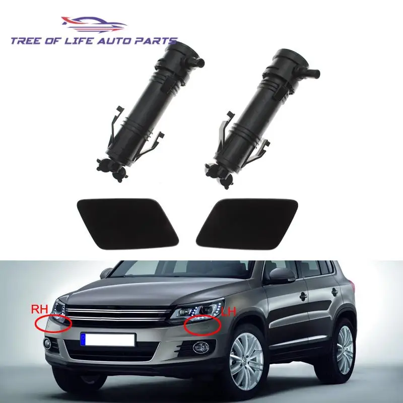 

For VW Tiguan 2011 2012 2013 2014 2015 2016 2017 Front Headlight Washer Nozzle Headlamp Cleaning Spray Pump+Cover Cap 5N0955103A