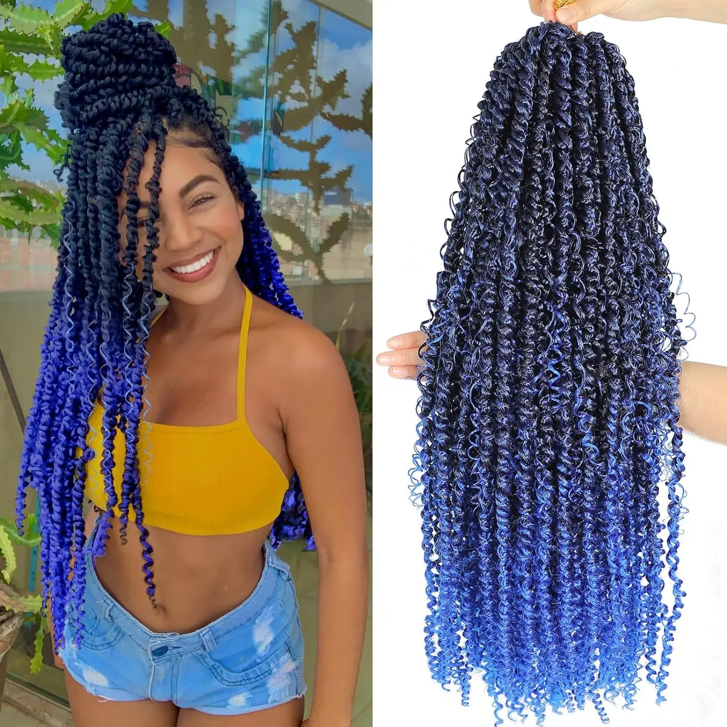 Boho Style Passion Twist Hair 22 inches long pre-Twist crochet goddess Passion Twist pre-loop curl crochet Boho Style Tw