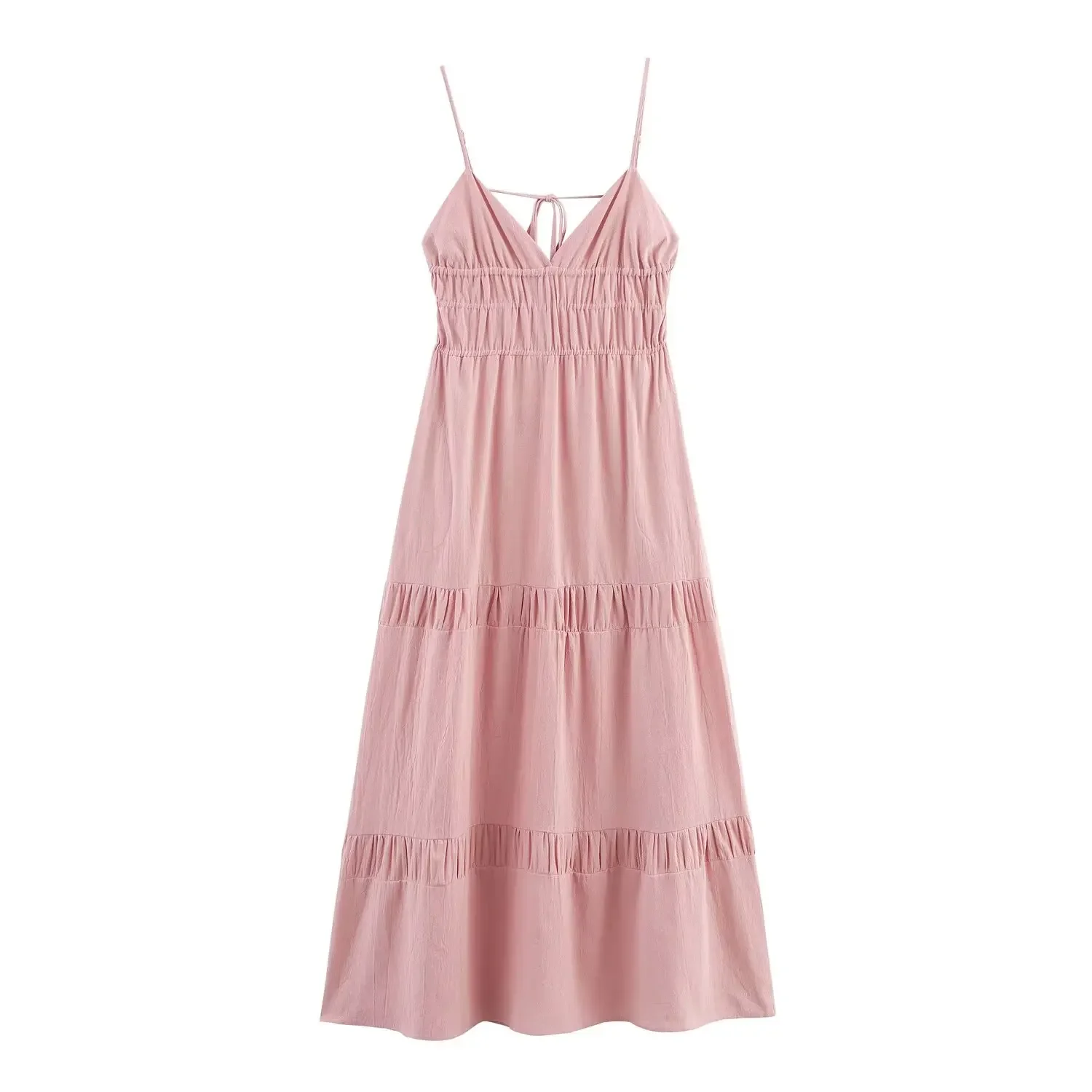 Women's Casual Backless V-Neck Midi Dress