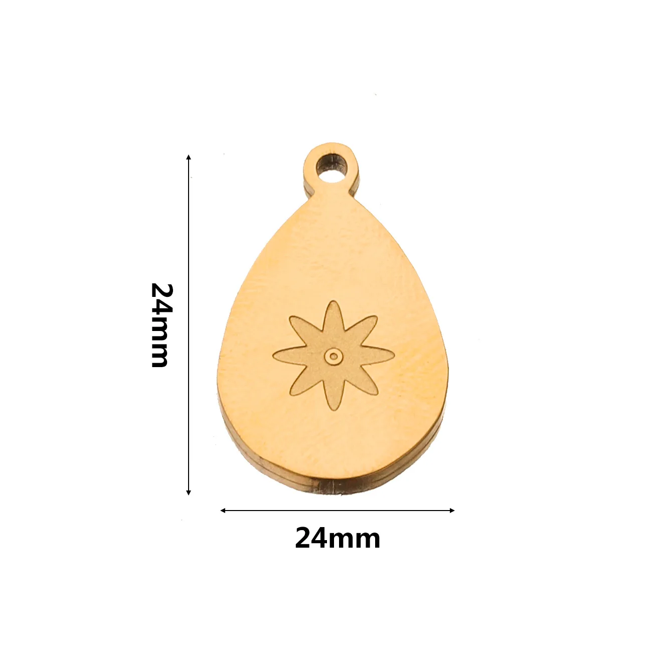 Bohemian Style Titanium Steel Water Drop Charm Pendant Gold DIY Connector Pendant Earrings Necklace 2