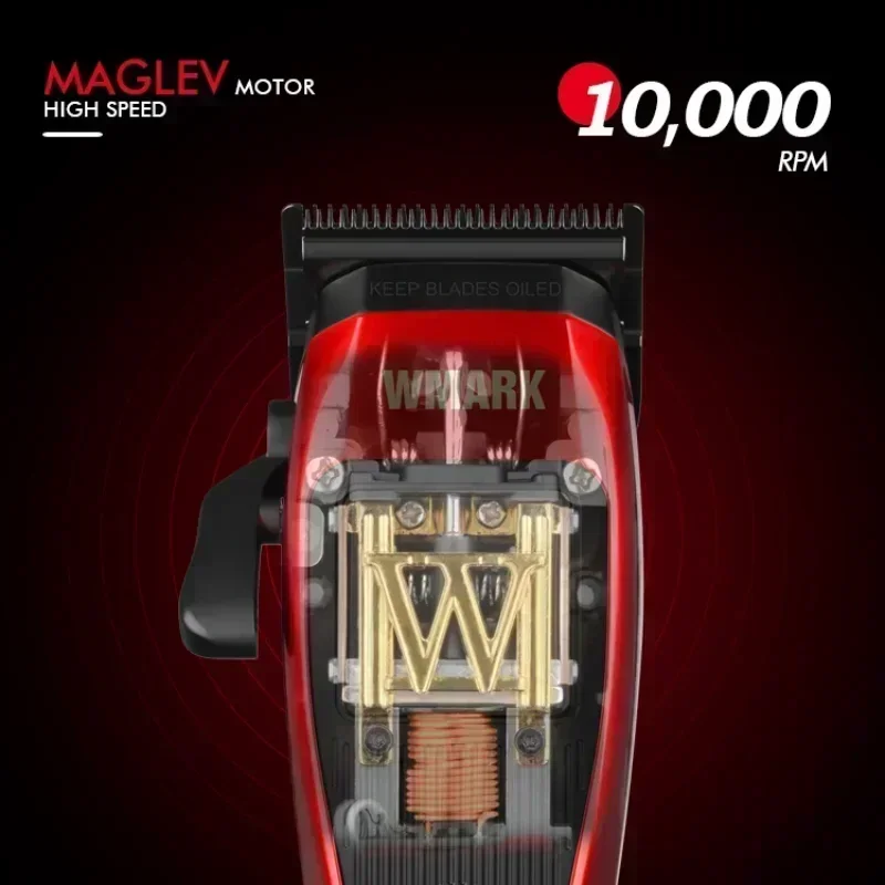 WMARK NG-X1 남성용 전문 헤어 클리퍼, 마이크로칩 마그네틱 모터 10000RPM 9V 모터(충전 스탠드 포함), 무선 커터