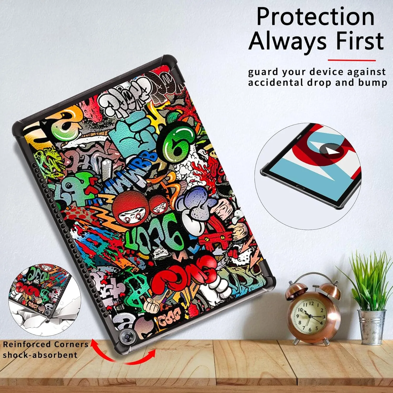 Slim PU Leather Hard Cover with Auto Sleep/Wake Function