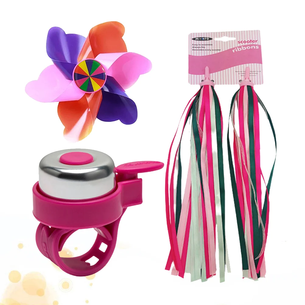 

Bike Grips Tassels Bells Set Kids Bike Tassel Ribbons Bike Handlebar Bell Windmill Decoration