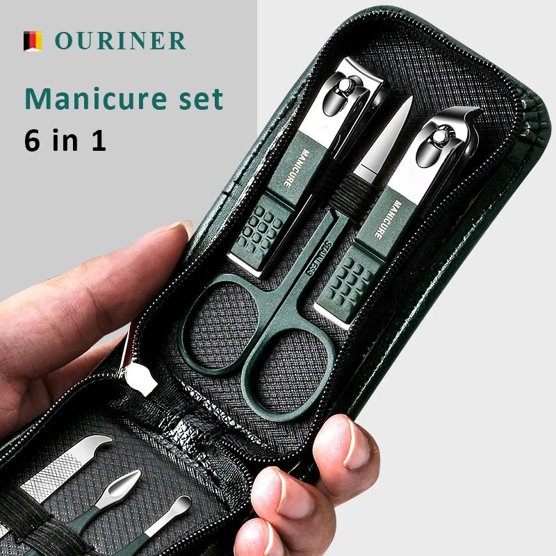 

2023 New 6 Pcs Portable Luxury Manicure Sets Pedicure Kits Bright Black Nail Clipper Set Personal Care Tools Eyebrow Scissors
