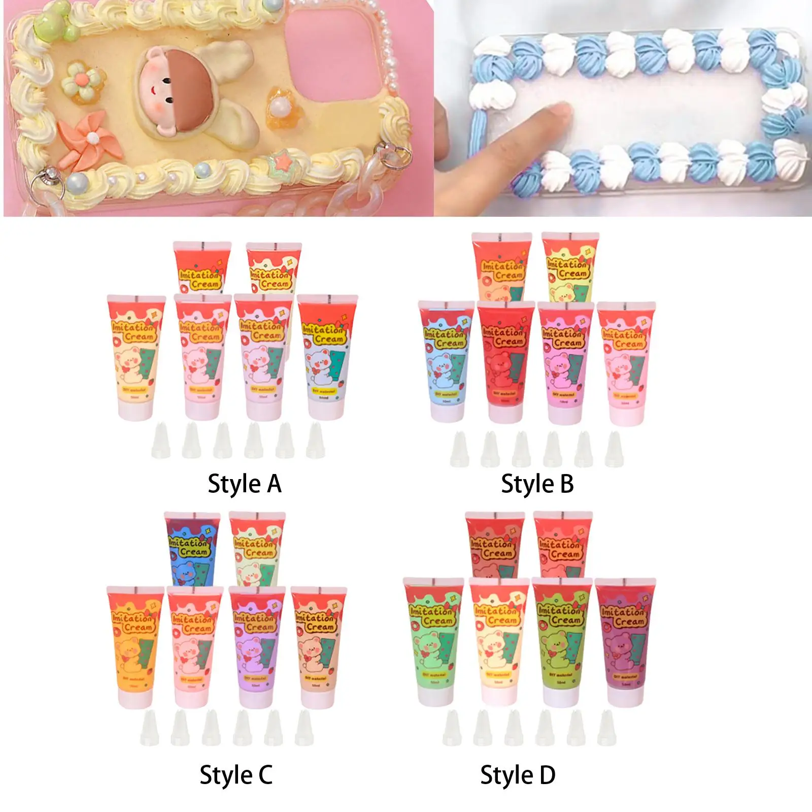 Cream Clay Glues DIY Phone Case Making 6x 50G Cream Adhesive Simulation Whipped Glue Set for Art Craft Projects Moulding liquid glue,craft supplies
