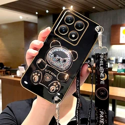 Bear Silicone Crossbody Lanyard Case Holder Cover for mi 11 lite 4g (CZXXGS Black)