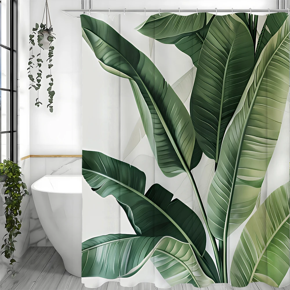 Tropical Banana Leaf Shower Curtain Bathroom Decorative Shower Curtain Waterproof Curtain with Hooks shower curtains