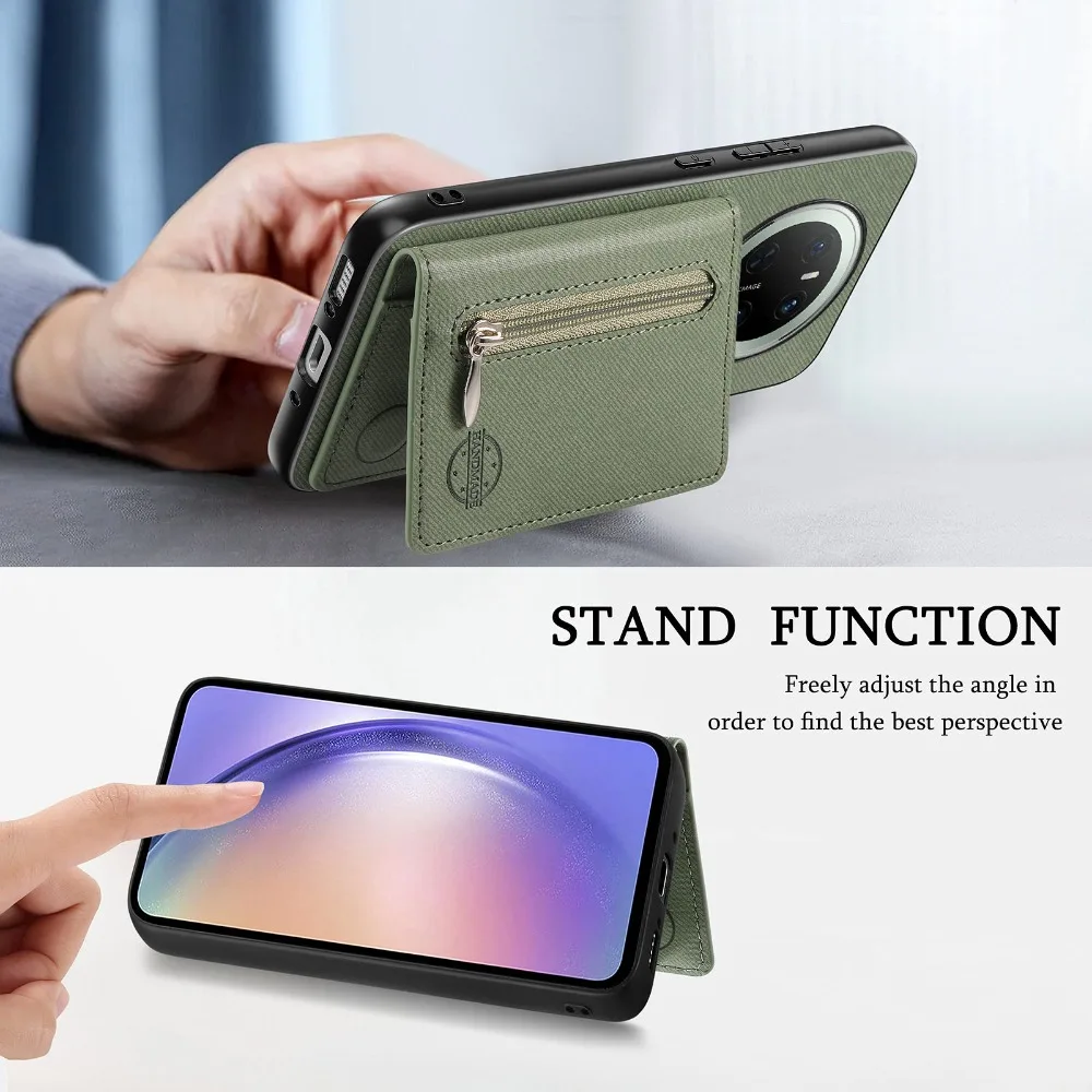 Zipper Leather RFID Protective Phone Card Cover with 360-Degree Bumper
