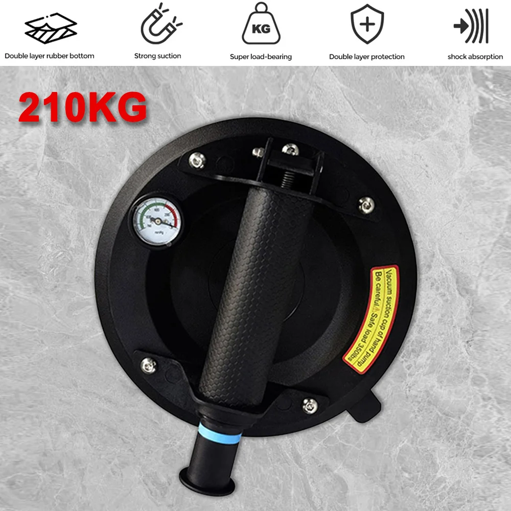 8" Heavy Duty Suction Cup Lifter 210KG Pressure Gauge Industrial Glass Vacuum Suction Cups for Lifting Glass Tile Cup