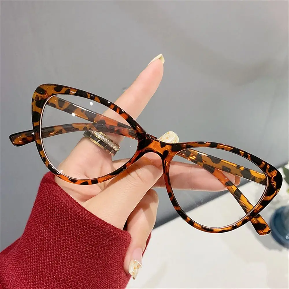 Triangle Cat's Eye Black Frame Glasses Anti Eye Strain Fashion Eyeglasses  for Fashion Party Matching Accessories Bright Black Frame 