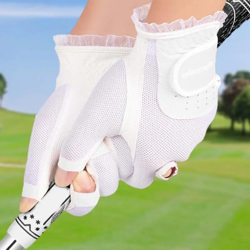 Guantes de Golf transpirables para mujer, guantes deportivos suaves, de diferentes colores a juego, para ambas manos, 1 par