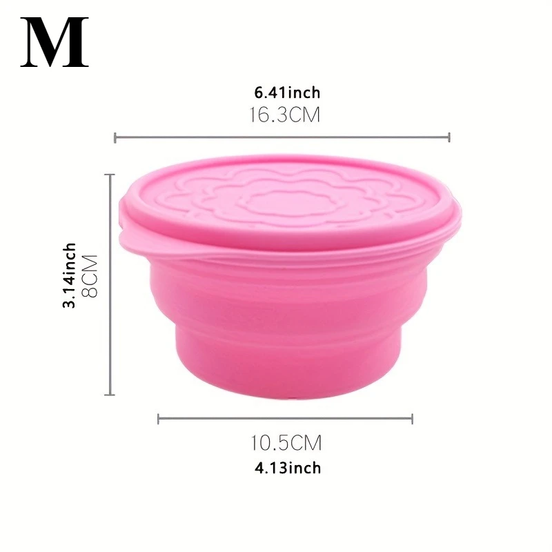 2PCS Portable Silicone Folding Bowl, Heat-resistant Bowl, Solid Color Salad Bowl, Multifunctional Portable Bowl