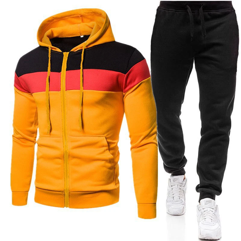 

2023 New Zipper Men's Set Long Sleeve Smooth Plate Tank Free Spot Casual Hooded Jacket Colored Autumn And Winter Coat Sports