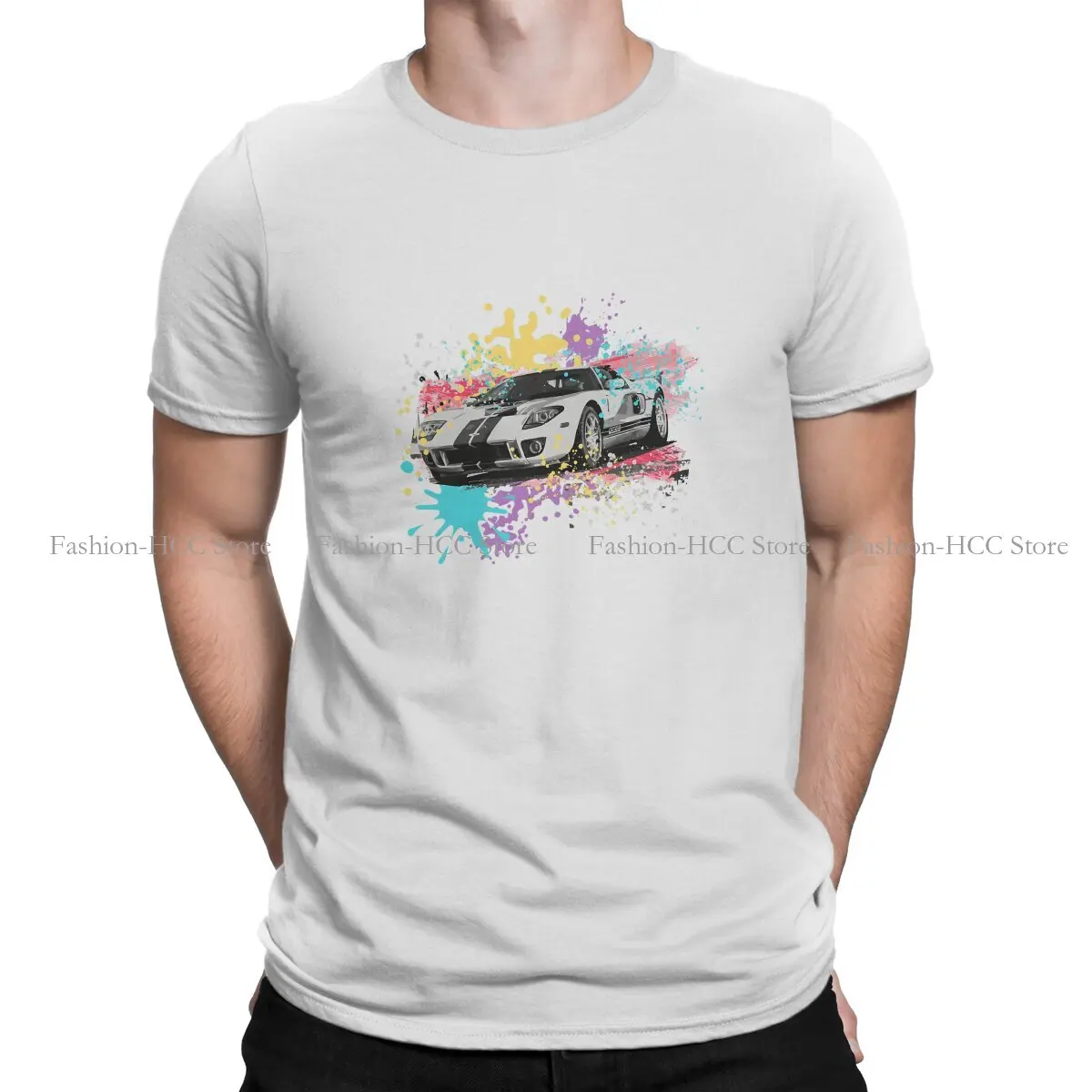 

Модные футболки из полиэстера с рисунком брызг, мужская стильная уличная футболка Forza Motorsport с круглым вырезом