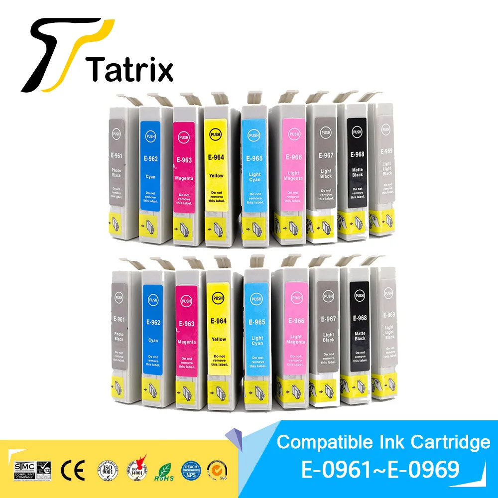 

Tatrix Compatible for Epson T0961 T0962 T0963 T0964 T0965 T0966 T0967 T0968 T0969 Ink Cartridge suit for Epson Photo R2880