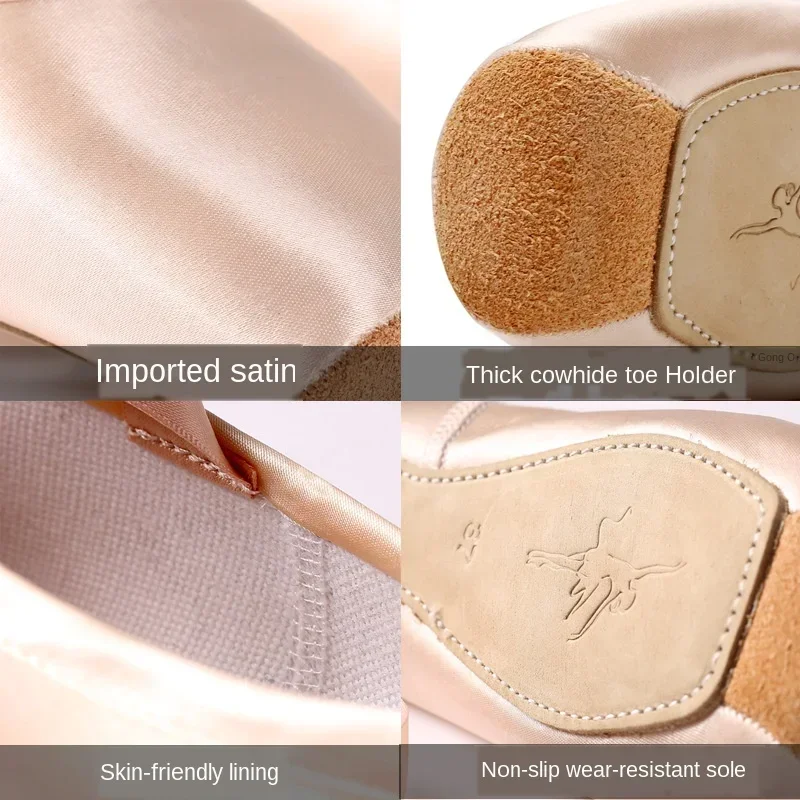 Ballet Dance Shoes Child and Adult Ballet Pointe Shoe Professional with Ribbons Shoes Woman Zapatos Mujer Sneakers Women Girls 5