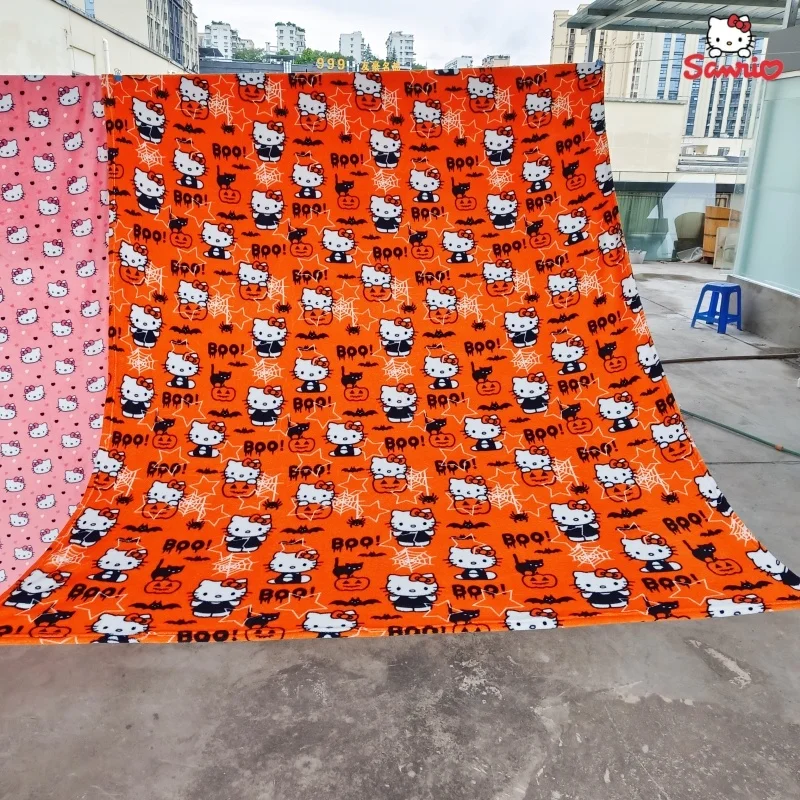 

Sanrio Newest Halloween Ghost Hello Kitty Plush Large Flannel Blanket Cute Cotton Sofa Nap Blanket Bed Sheet Christmas Gift