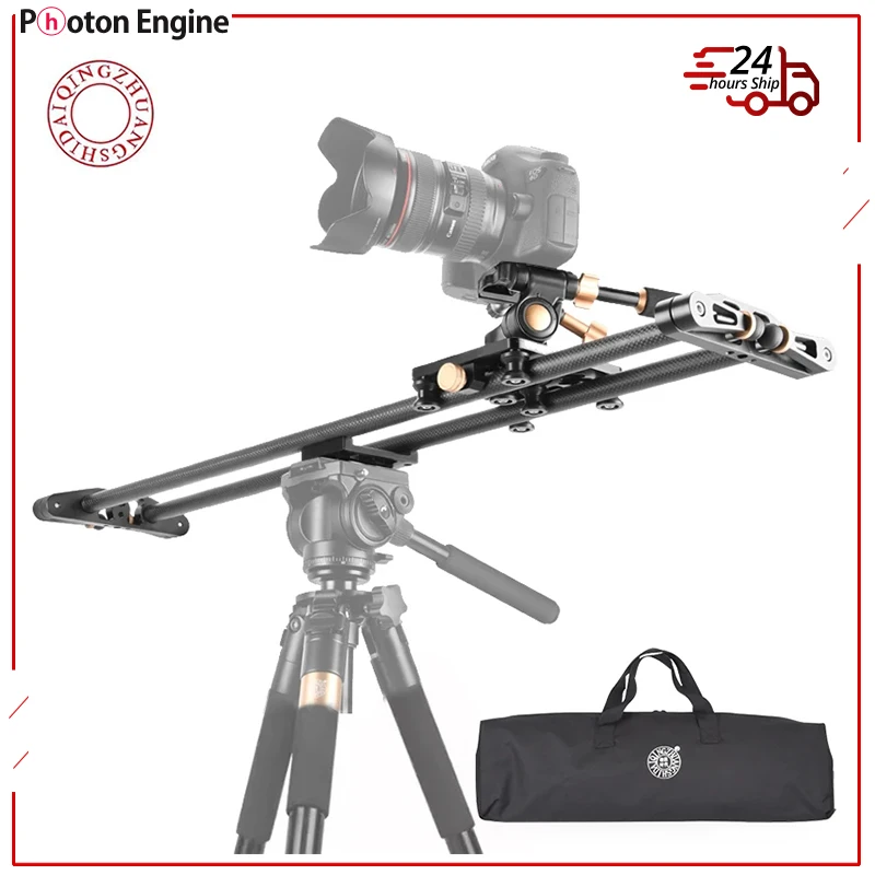QZSD 탄소 섬유 슬라이드 전기 시간 지연 손떨림 방지 전문 트랙, DSLR 카메라용 미니 무소음 부드러운 댐핑 레일 짐벌