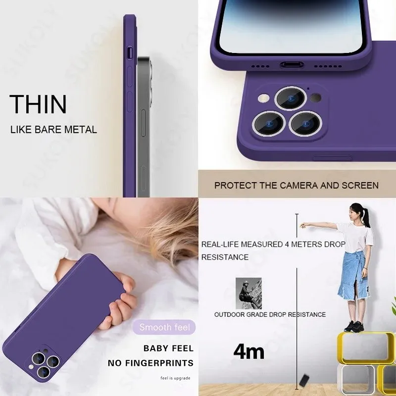 iPhone Case Phone Case Phone Protector Cover For iPhone 16 14 15 Pro Max Case Luxury Original Silicone Full Protect Soft TPU Cover For iPhone 11 12 13 16 Pro Phone Cases