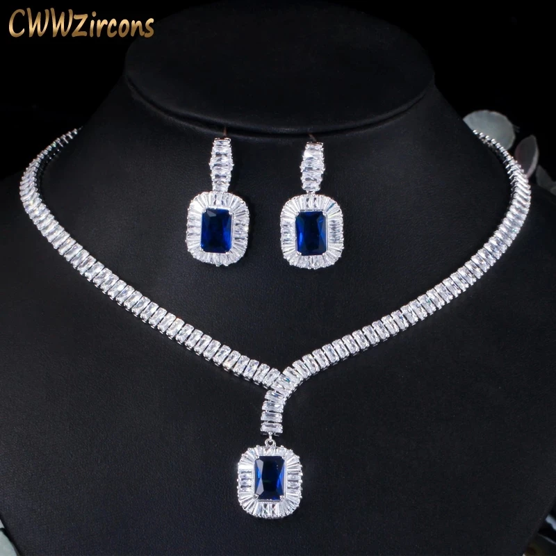 Cubic Zircon Necklace and Earrings Women Party Jewelry Set Wedding Brides T507 bridal jewelry sets