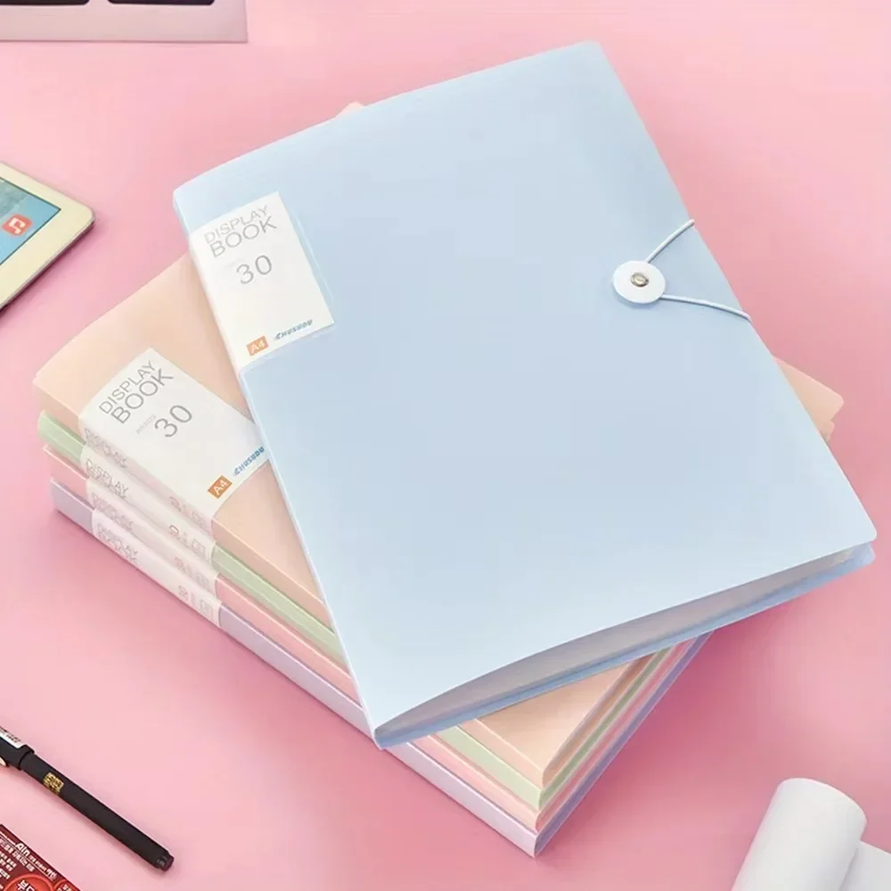 30 Pages A4 File Bag Transparent Binder File Folder Storage Student Test Paper Classification Organization School Supplies