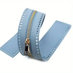 Handcrafted 55cm PU Leather Zipper for DIY Sewing and Bag Projects (Blue)