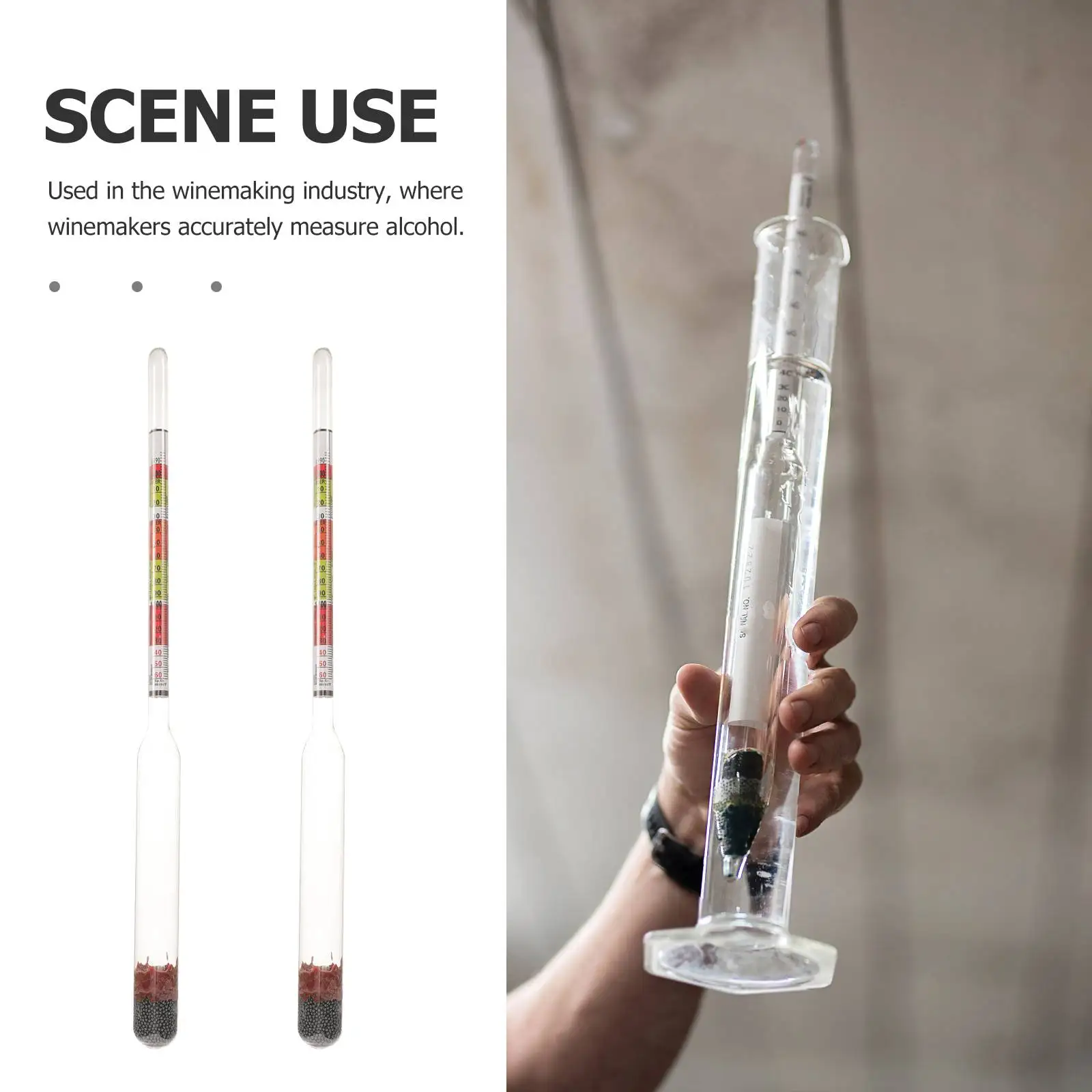 Alcohol Meter Tester for Tool Wine Making Beginners Glass Vinometer Percentage Hydrometer Jar