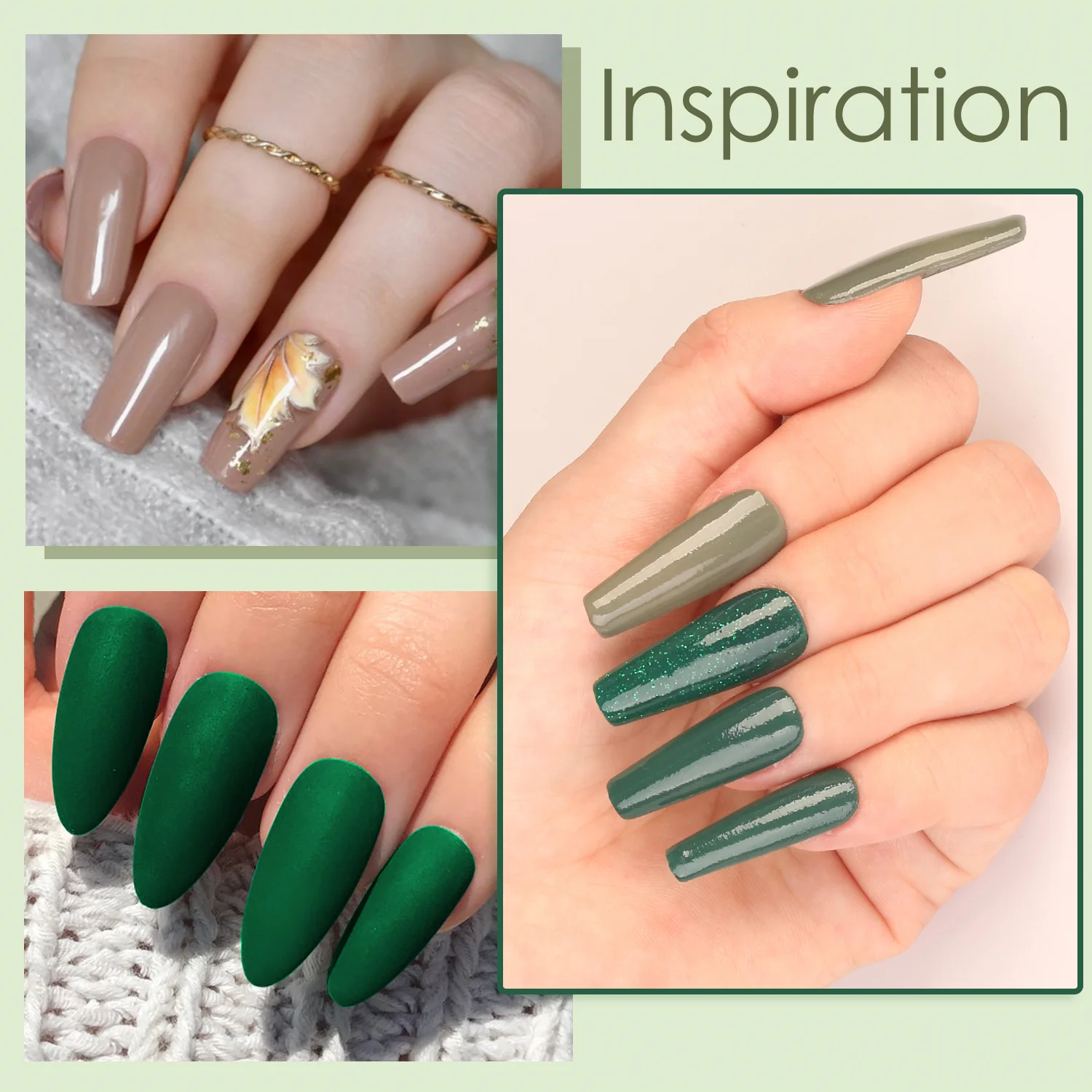 6pcs 10g Nude Green Dip Powder Nail Kit Fast Air Dry Solid Dipping Powder for Starter Manicure Nail Art Design Women Gifts 4