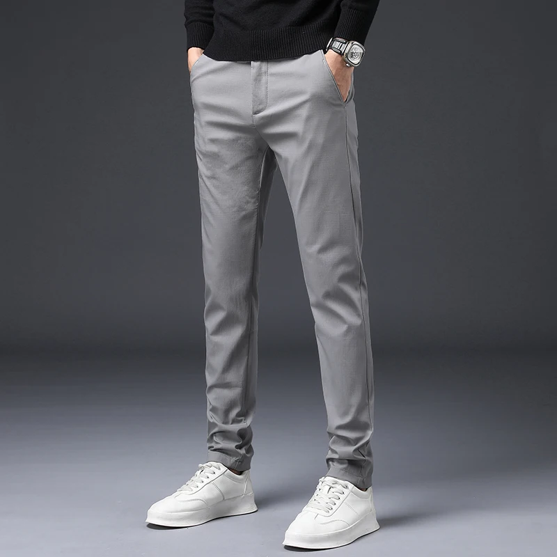 Autumn Winter New Thick Casual Pants Men 4 Colors Classic Style Fashion Business Slim Fit Straight Cotton Solid Color Brand Trou casual slacks