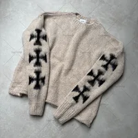 American Y2K Street Harajuku Sweater Gothic Punk Cross Personality Clothing Fashionable Round Neck Long-sleeved Tops Couples 1