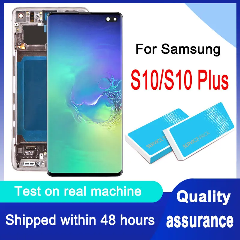 100% ORIGINAL S10 LCD with frame For Samsung Galaxy S10 plus G975fd G975F  G975 Lcd Display S10 G973 G973F Touch Screen Digitizer - AliExpress