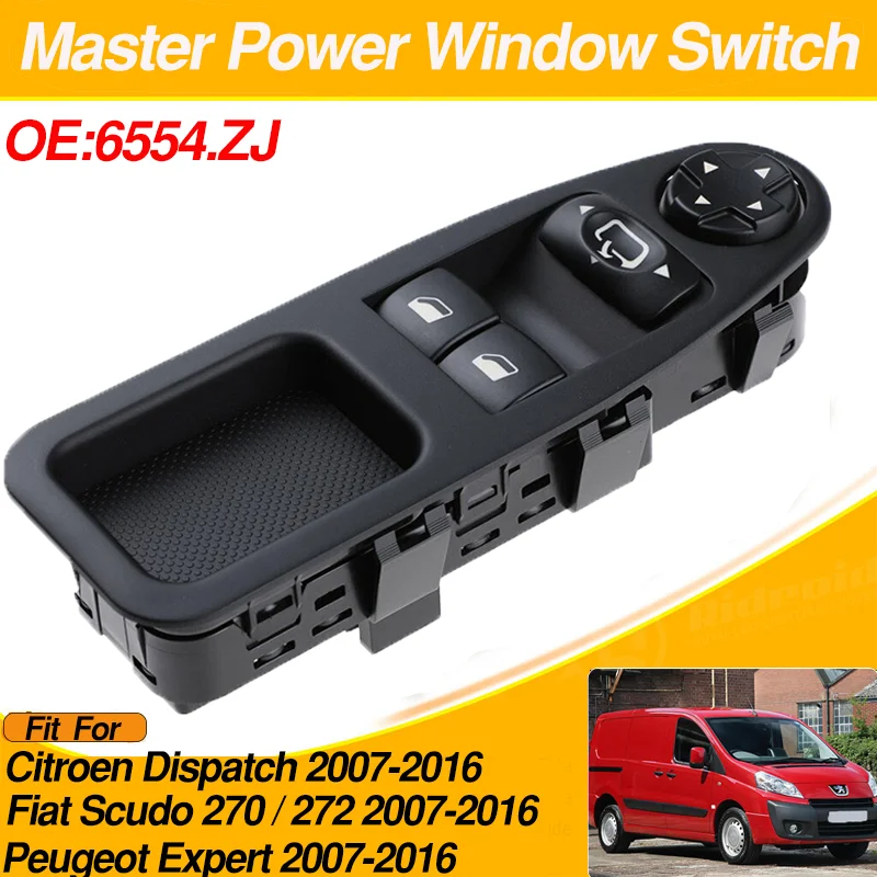 

6554.ZJ For Fiat Scudo 270 / 272 Citroen Dispatch Peugeot Expert 2007-2016 Power Window Switch Control Button