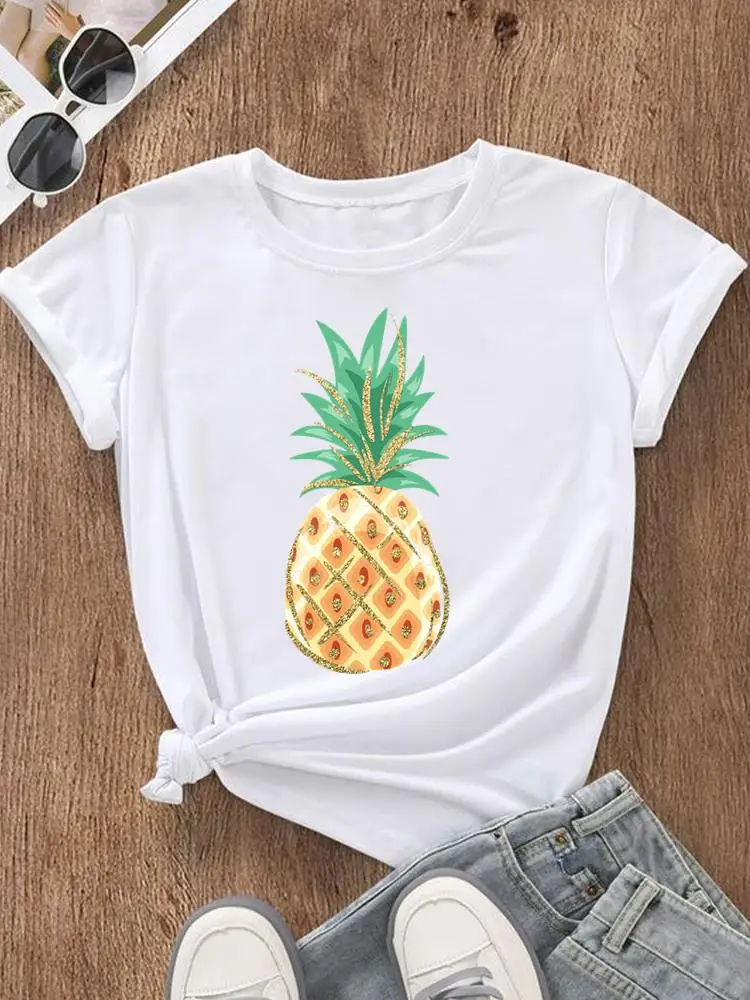 

Graphic T-shirts Pineapple Vacation Cute 90s Clothing T Fashion Short Sleeve Printed Female Casual Tee O-neck Women Clothes